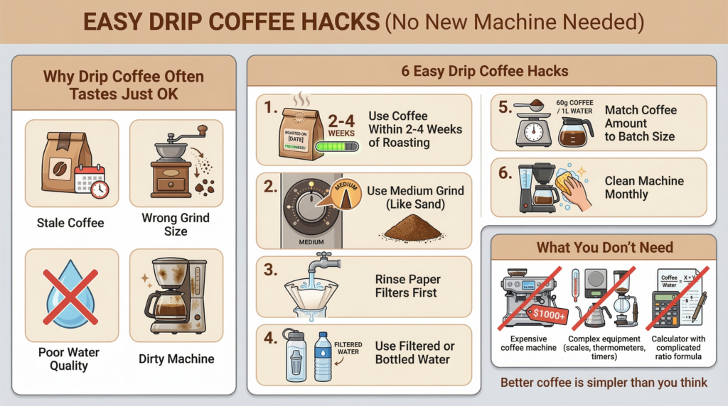easy drip coffee hacks