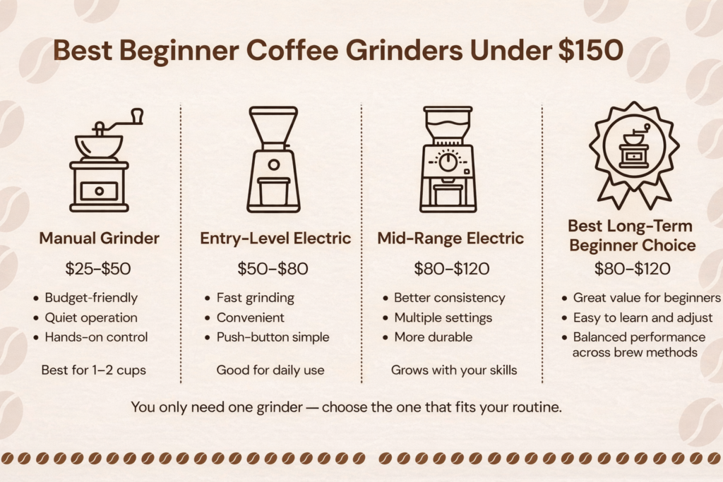 Best Beginner Coffee Grinders Under $150