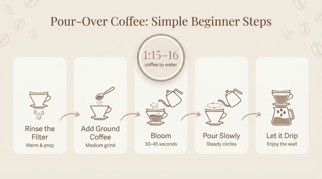 How to brew pour over coffee step by step for beginners