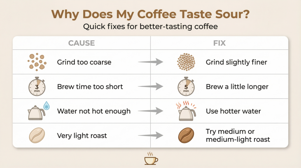 why does my coffee taste sour