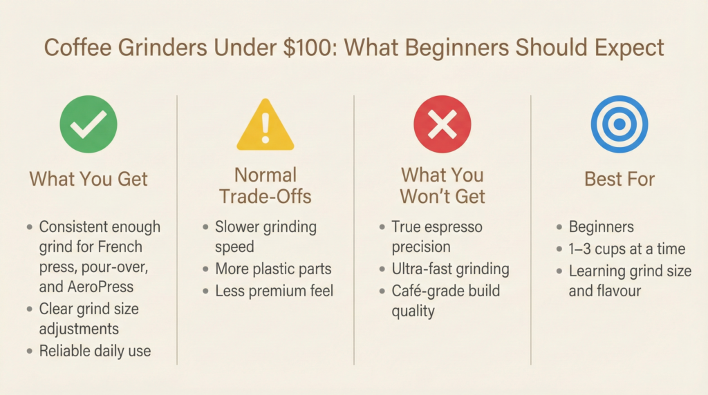 Best Coffee Grinders Under $100: What Beginners Should Expect