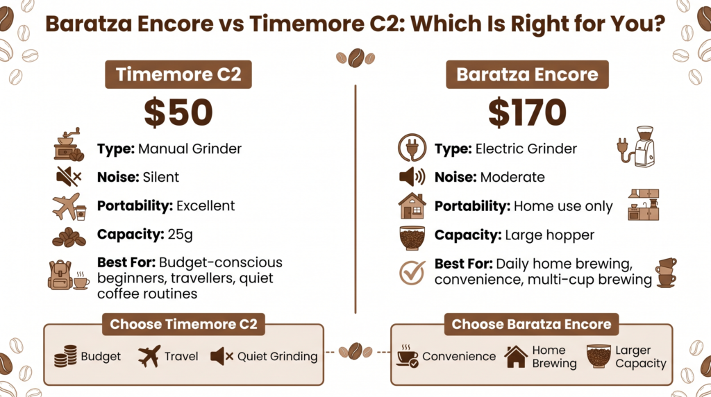 Baratza Encore vs Timemore C2: Electric or Manual?