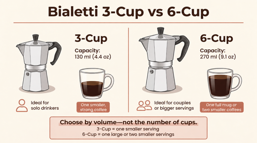 Bialetti 3-Cup vs 6-Cup: Which Size Should You Buy?