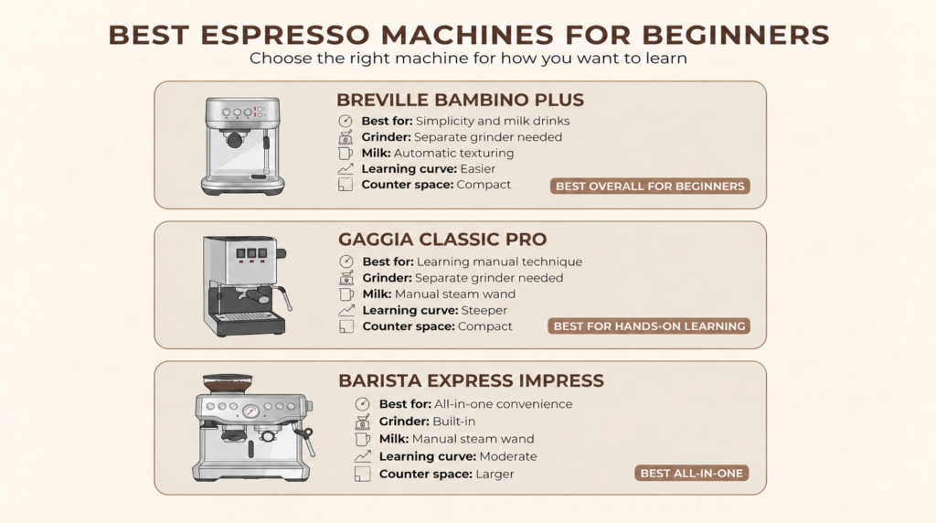 Best Espresso Machines for Beginners at a Glance